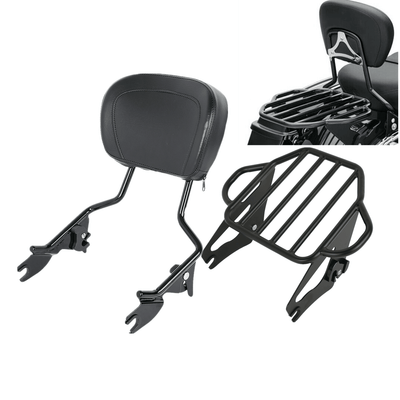 Black Backrest Sissy Bar Luggage Rack Fit For Harley Road Street Glide 09-21 18 - Moto Life Products
