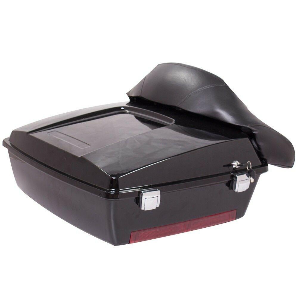 Black Tour Pak Trunk Pack W/ Backrest For Harley 97-13 Touring Electra Glide - Moto Life Products