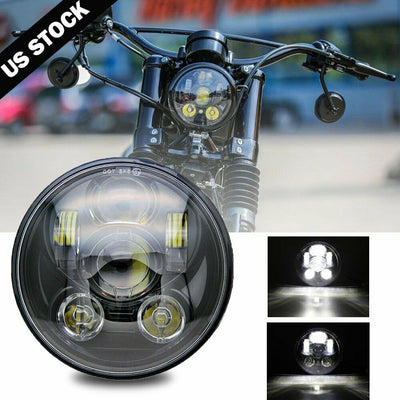 Black 5-3/4" 5.75 LED Headlight High Low for Harley Sportster XL 883 1200 Dyna - Moto Life Products
