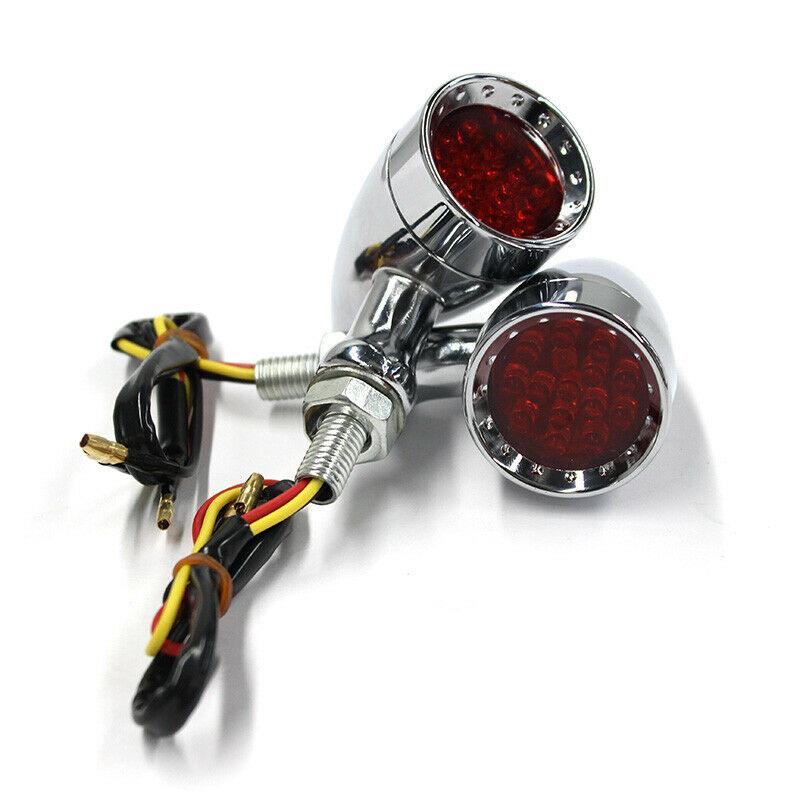 Chrome Motorcycle LED Bullet Red Brake Blinker Turn Signal Tail Light For Harley - Moto Life Products