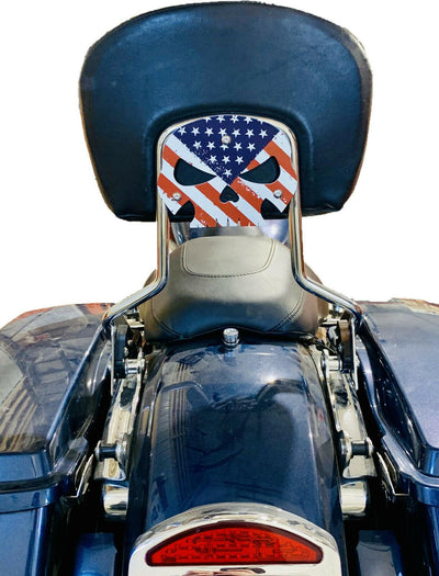 American Flag Skull Backrest Mounting Plate for Harley Davidson Touring Bikes - Moto Life Products