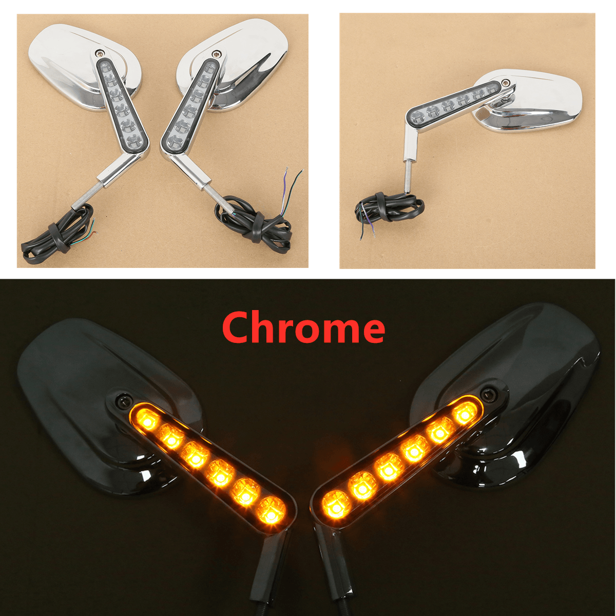 Rearview Mirrors W/ LED Turn Signals Fit For Harley Davidson V-Rod VRSCF 09-17 - Moto Life Products