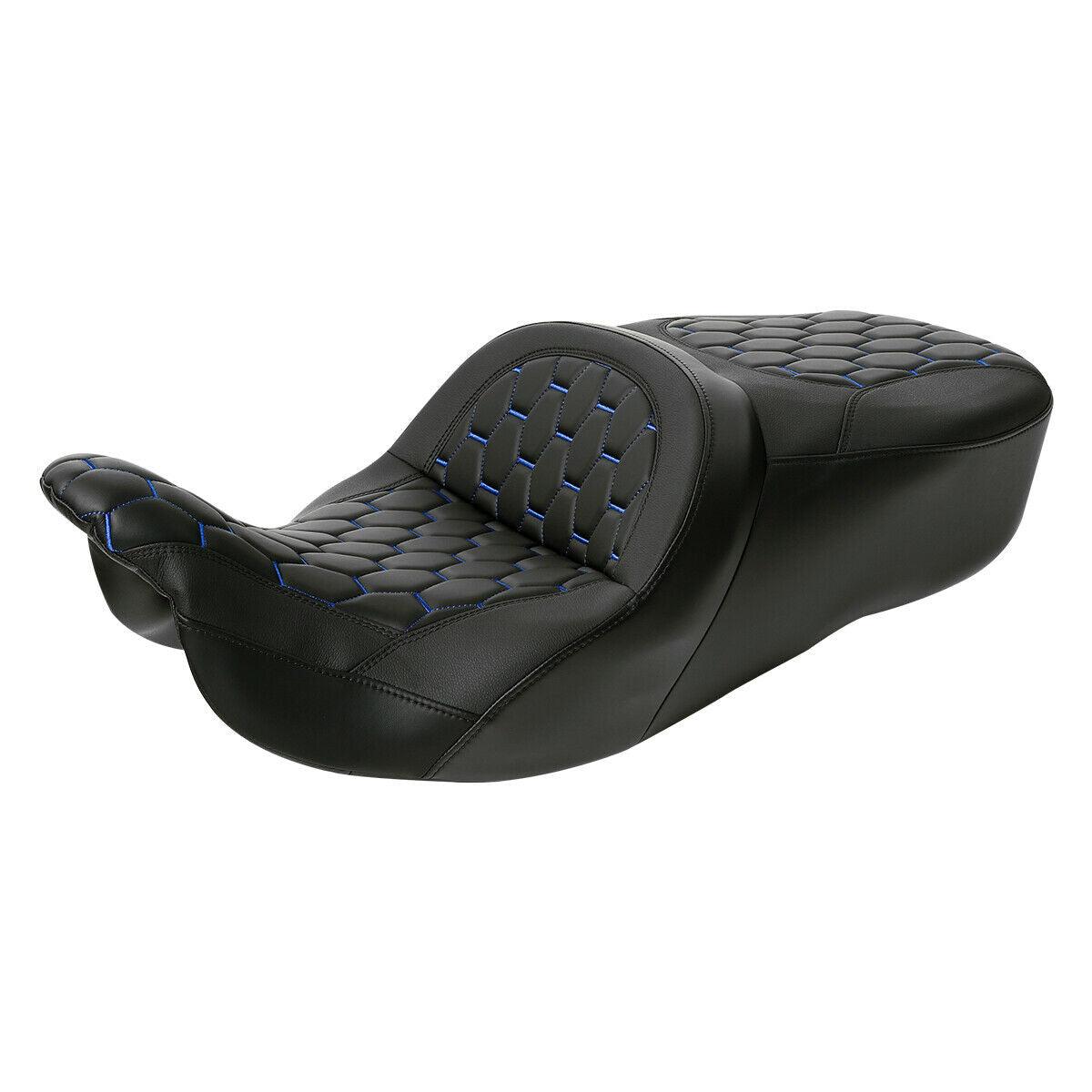 Black Blue Stitching Driver Passenger Seat Fit For Harley Street Glide 09-21 20 - Moto Life Products