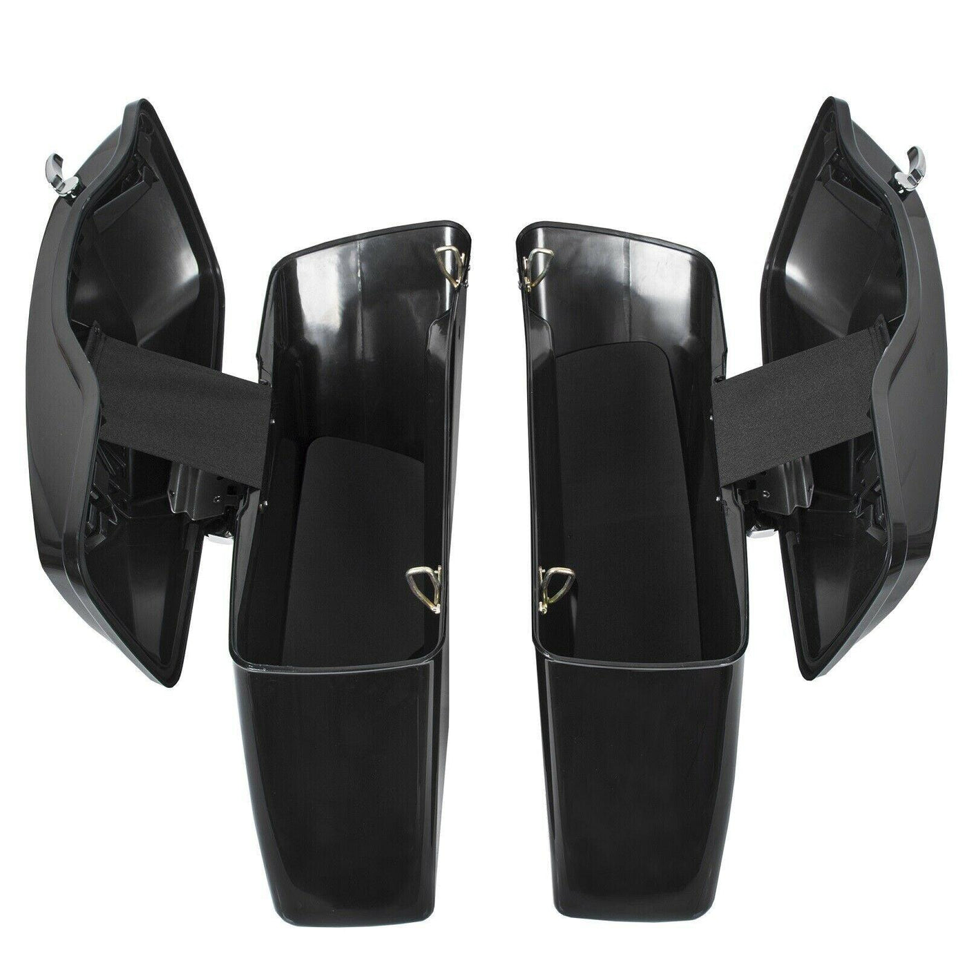 Gloss Black Hard Saddle Bags Saddlebags For 93-13 Harley Road King Glide FLHT - Moto Life Products