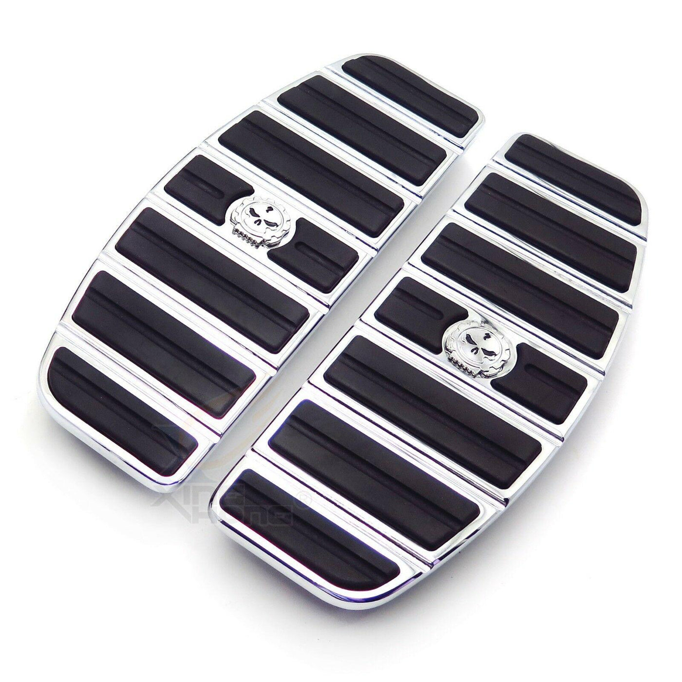 Motorcycle Chrome Skull Rider Footboard Insert Kit For 1980-up Harley Touring - Moto Life Products
