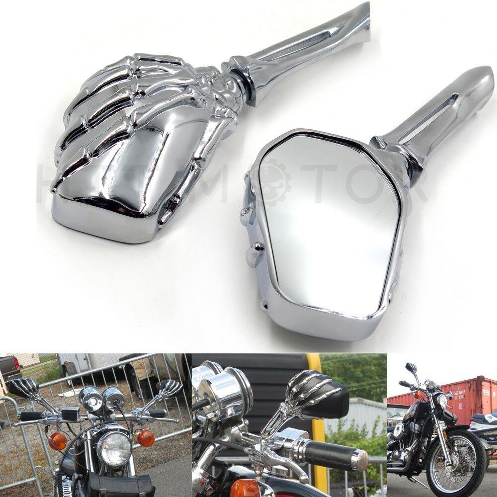 Motorcycle Chrome Skull Skeleton Hand Side Rearview Mirrors For Harley Davidson - Moto Life Products