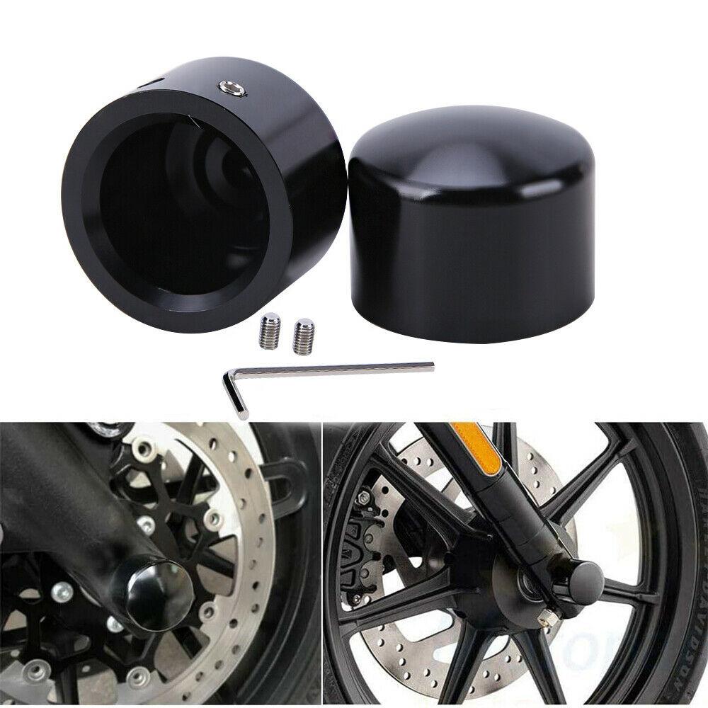 Black Thick Cut Front Axle Cap Nut Cover For Harley Touring Road Glide King Dyna - Moto Life Products