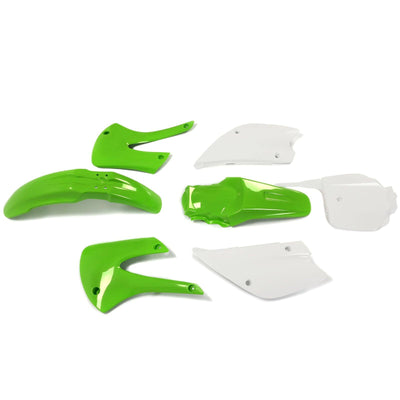 Restyled Plastic Body Kit For Kawasaki KX85/KX100 2001-2013 Green & White Colors - Moto Life Products