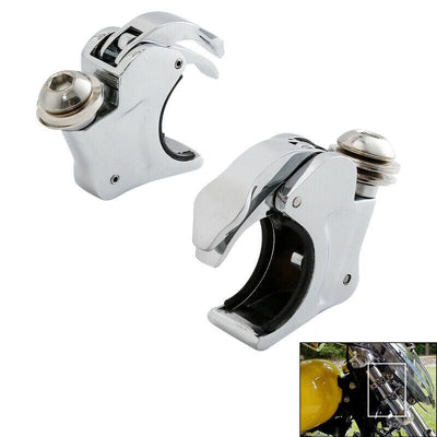 2X Chrome 39mm Forks Quick Release Windshield Clamps For Harley Dyna Sportster - Moto Life Products