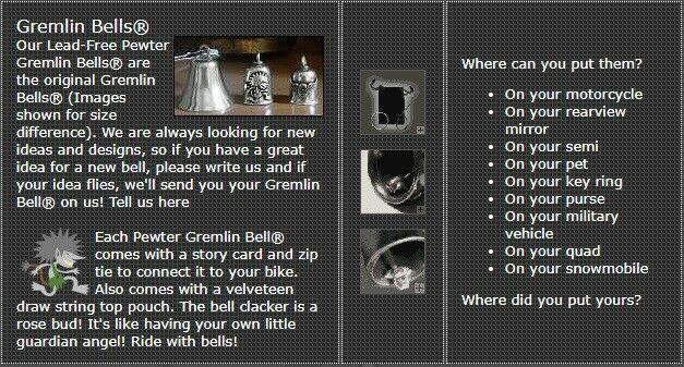 Home of the Free BECAUSE OF THE BRAVE GREMLIN BIKER BELL KIT HARLEY MOTORCYCLE - Moto Life Products