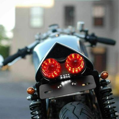 Motorcycle LED Brake Tail Light Turn Signal License Plate Black For Cafe Racer - Moto Life Products