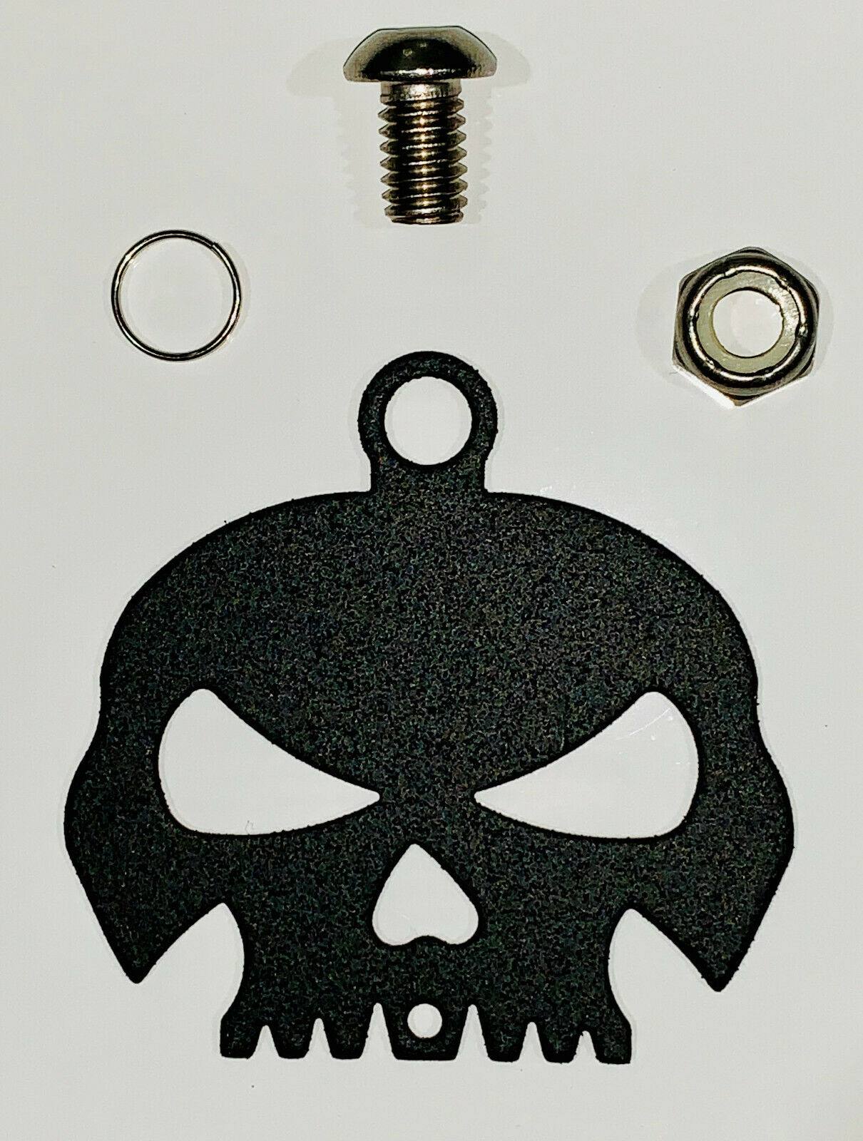 Textured Flat Black Skull Bell Hanger / Mount for Motorcycle Harley Bolt & Ring - Moto Life Products