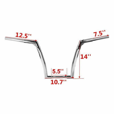 14"Rise 1-1/4" Adjustable Ape Hanger Handlebar Fit For Harley-Davidson FLST FXST - Moto Life Products