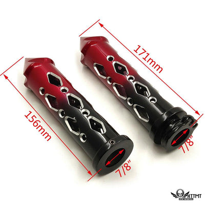 Black Red Cruiser Motorcycle 7/8 inch Spike Hand Grips Handlebar For Harley - Moto Life Products
