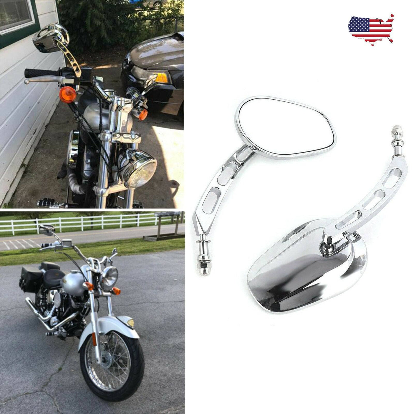 For Harley Davidson Electra Glide Classic Chrome Rear View Side Mirrors Custom - Moto Life Products