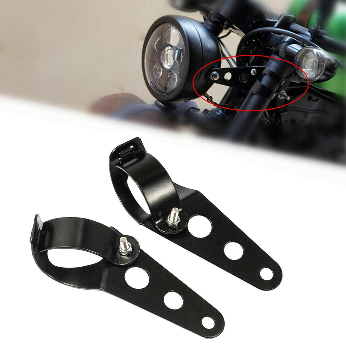 2pcs Head Light Holder Headlight Mounting Brackets Fork Fit for Harley Kawasaki - Moto Life Products