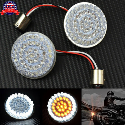 2'' 1157 Turn Signal White/Amber LED Light Fit For Harley Softail Dyna Sportster - Moto Life Products