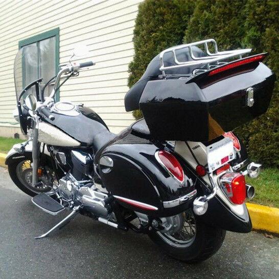 Motorcycle Tour Pack Trunk Tail Luggage Box W/ Tail Light & Top rack & Backrest - Moto Life Products