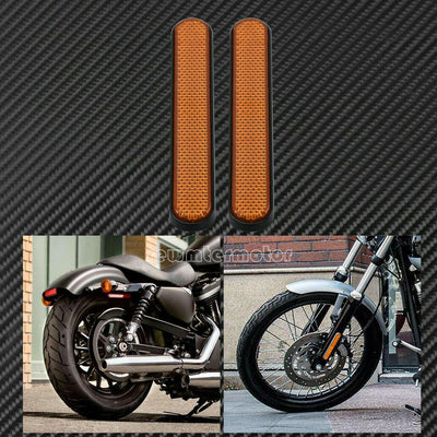 Front Rear Amber Reflector Sticker Saddlebag Latch Fork Fit Harley Low Riders - Moto Life Products