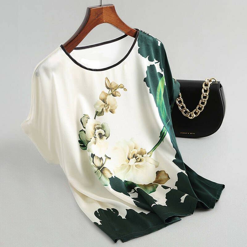 Summer Women Ladies Floral Short Sleeve O-Neck T Shirt Casual Blouse Loose Tops - Moto Life Products