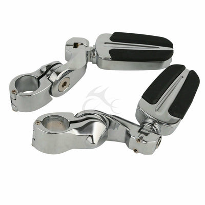 Slipstream Foot Pegs Rests & 1.25" Short Angled Adjustable Mount Fit For Harley - Moto Life Products