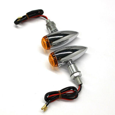 Chrome Motorcycle Bullet Amber Blinker Running LED Turn Signals Tail Rear Light - Moto Life Products