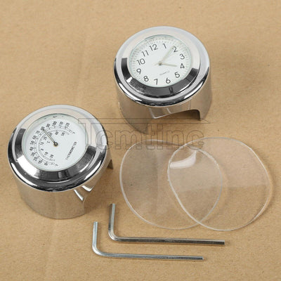 7/8'' 1'' Handlebar Dial Clock Temp Thermometer For Harley Motorcycle Crusier - Moto Life Products