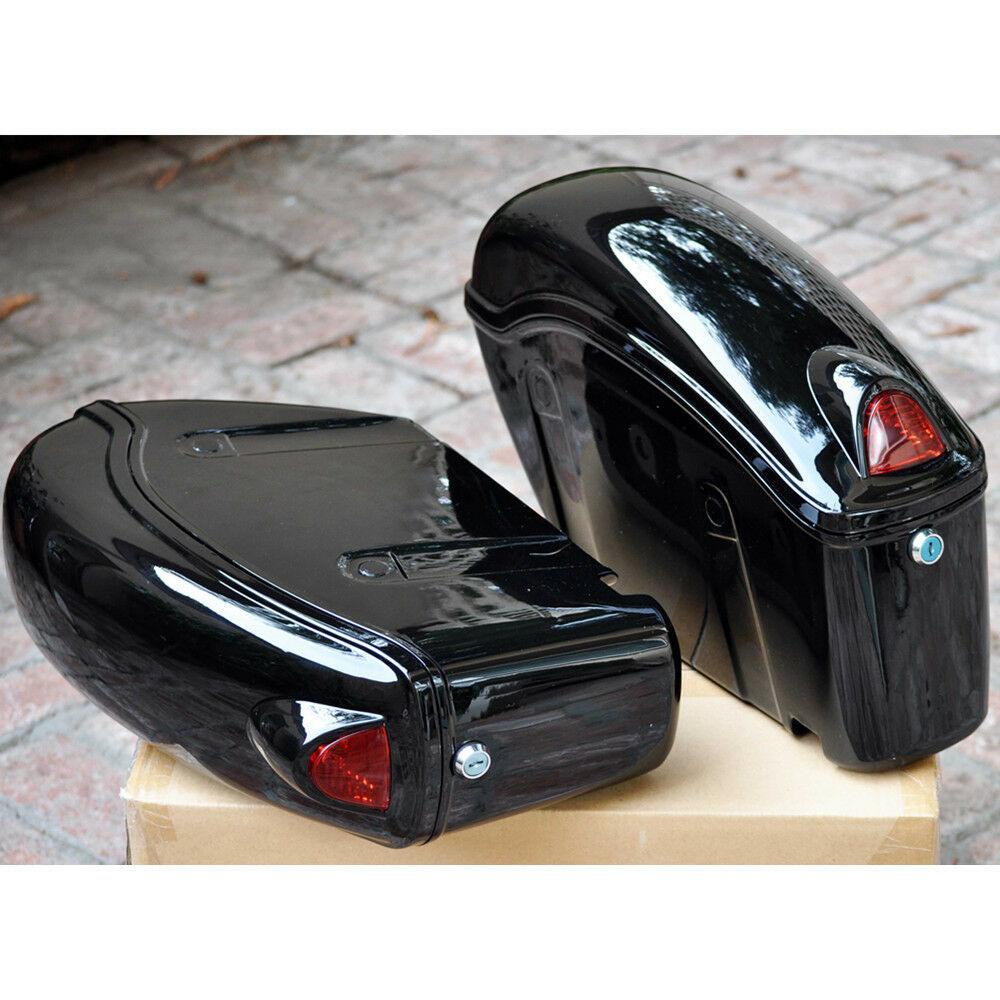 New universal Black Hard saddle bags w/ light bracket For Motorcycle cruiser - Moto Life Products