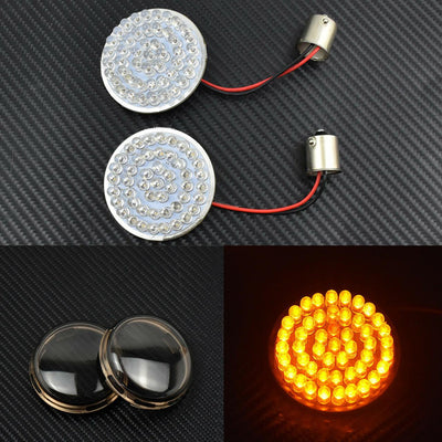 2'' Amber 1156 Bullet Turn Signal LED Light w/ Smoke Lens Cover Fit For Harley - Moto Life Products