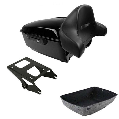 King Trunk Black Backrest Mounting Rack Fit For Harley Touring Tour Pak 2014-Up - Moto Life Products