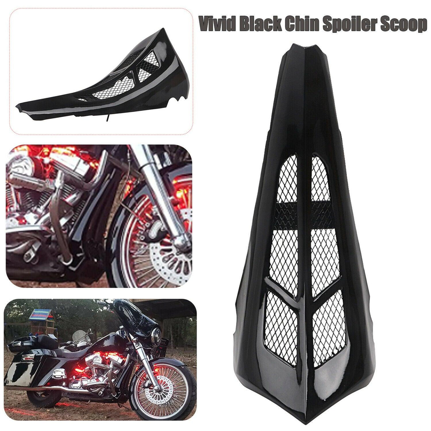 Custom Black Chin Spoiler Scoop Fit For Harley Touring Glide Models 2014-2019 US - Moto Life Products