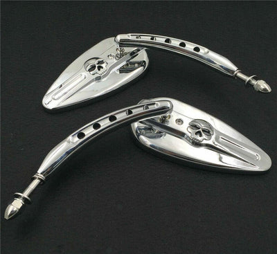 Chrome Skull Side Mirrors For Harley Touring Electra Glide Ultra Classic Ultra L - Moto Life Products