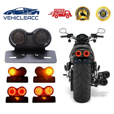 Motorcycle LED Brake Tail Light Turn Signal License Plate Black For Cafe Racer - Moto Life Products