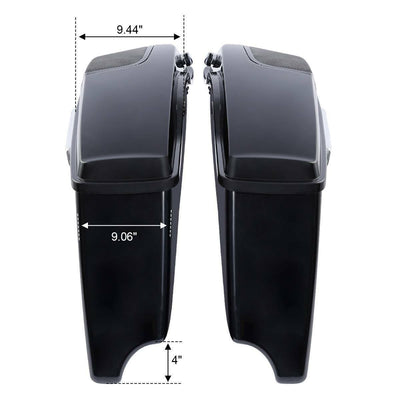 Vivid Black 4" Extended Hard Saddlebags W/Latch Fit For Harley CVO Touring 14-22 - Moto Life Products