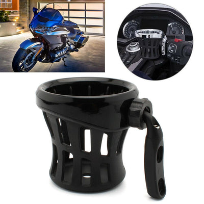 Motorcycle Handlebar Cup Holder W/ Mesh Basket Drink Mount for Harley Black - Moto Life Products