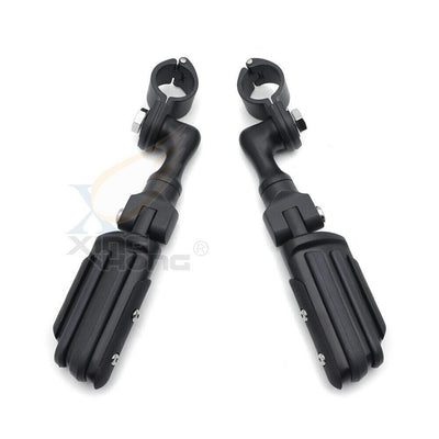 Black 1.25" Engine Bar 3" Foot Pegs For Harley Electra Street Glide Road King - Moto Life Products