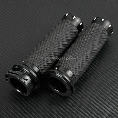 1" Black Handlebar Hand Grips Fit For Harley Touring Sportster Dyna Softail VRSC - Moto Life Products
