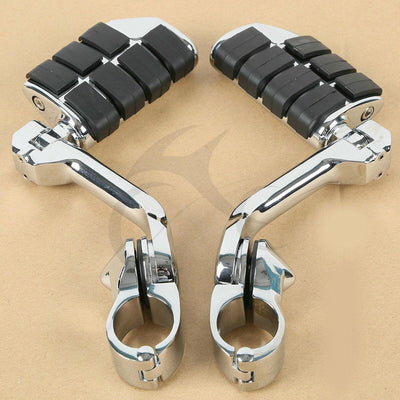 Chrome Long Highway Foot Pegs Fit For Harley Road King Street Glide 1-1/4" Bars - Moto Life Products