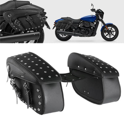 Side Saddle Bag Leather For Harley Sportster Road King Dyna Super Wide Glide - Moto Life Products