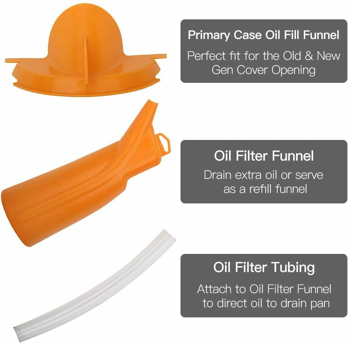 Orange Primary Oil Fill Funnel+Drip Free Oil Filter Set For Harley Touring Dyna - Moto Life Products