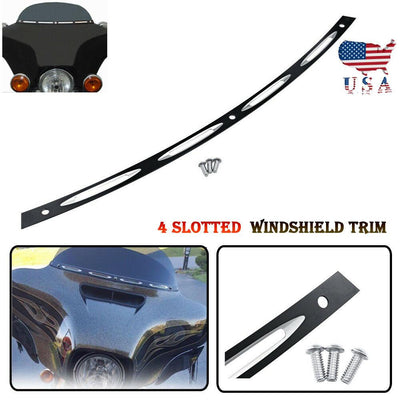 Black 4 Slot Windshield Trim Batwing Fairing For Harley Touring Electra Glide - Moto Life Products