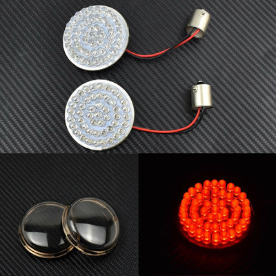 2'' 1156 Bullet Turn Signal Red LED Light w/Smoke Lens Cover Fit For Most Harley - Moto Life Products