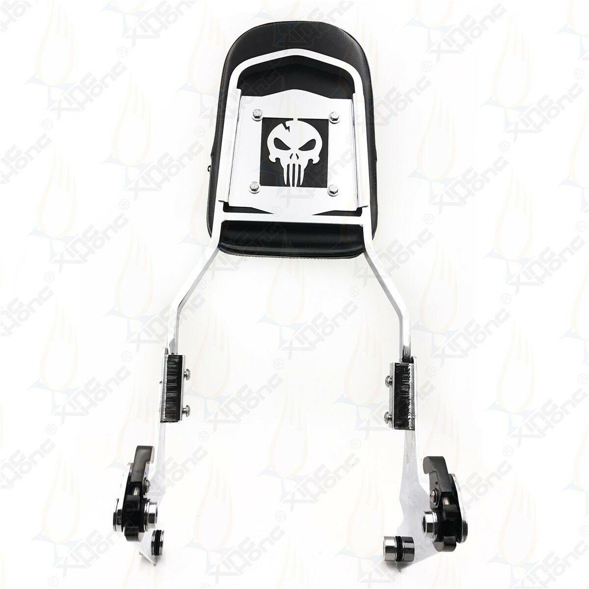 Detachable Backrest Sissy Bar Chrome Skull For 84-99 Harley Softail FXSTC FLSTC - Moto Life Products