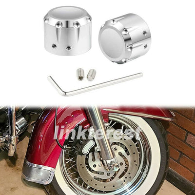 CNC Chrome Thick Cut Front Wheel Axle Nut Covers Cap Bolt for Harley Davidson - Moto Life Products