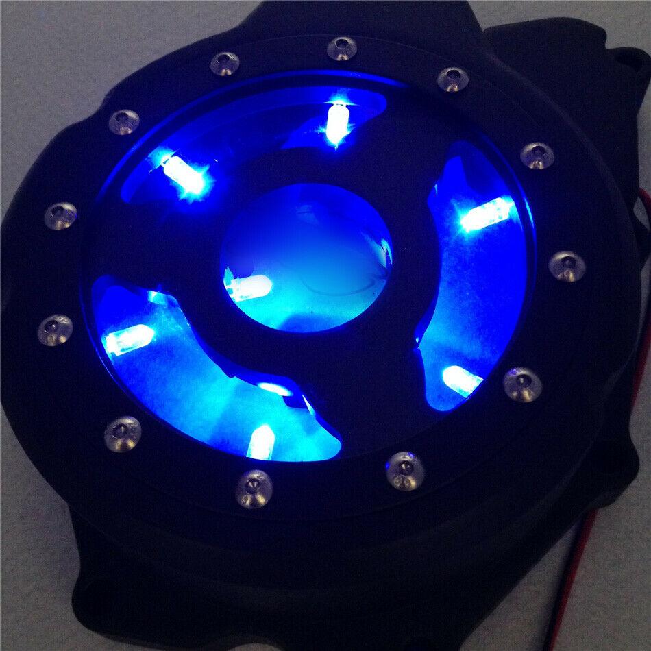 Blue LED Black Left Engine Stator Cover See Through For Yamaha 2006-2014 YZF-R6 - Moto Life Products