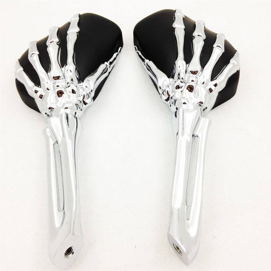 🔥Chrome Black Skull Skeleton Mirrors For Harley Dyna Softail Sportster Touring - Moto Life Products