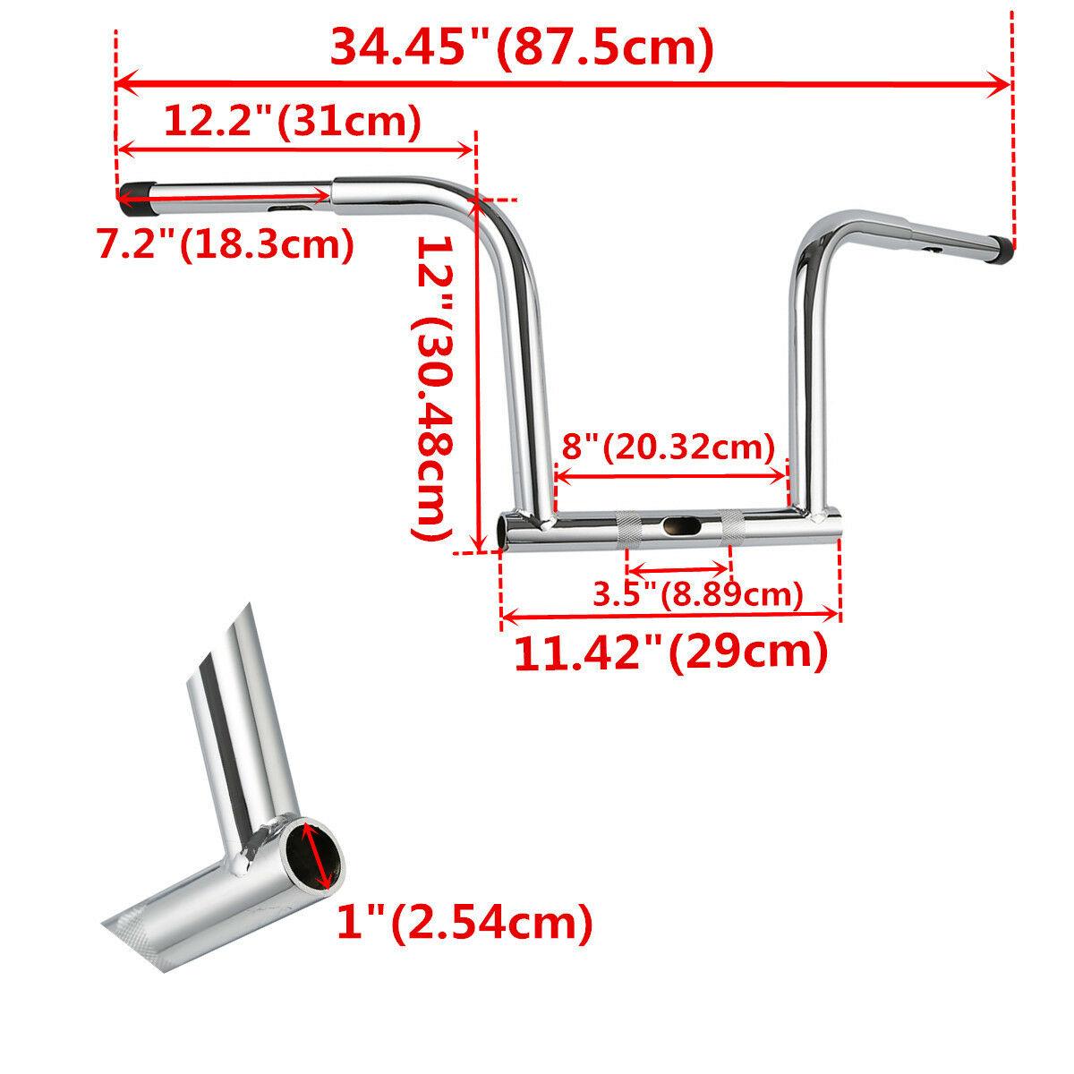 12"Rise Handlebar Handle Bar Fit For Harley Dyna Switchback Street Bob Low Rider - Moto Life Products