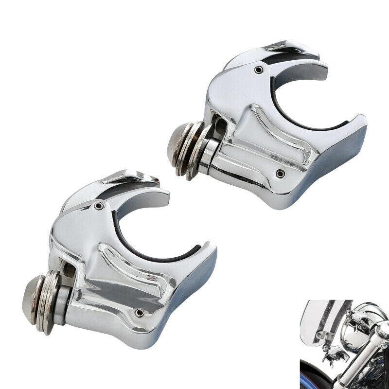 39mm Chrome Front Windshield Windscreen Clamps Fit For Harley Dyna Sportster 883 - Moto Life Products