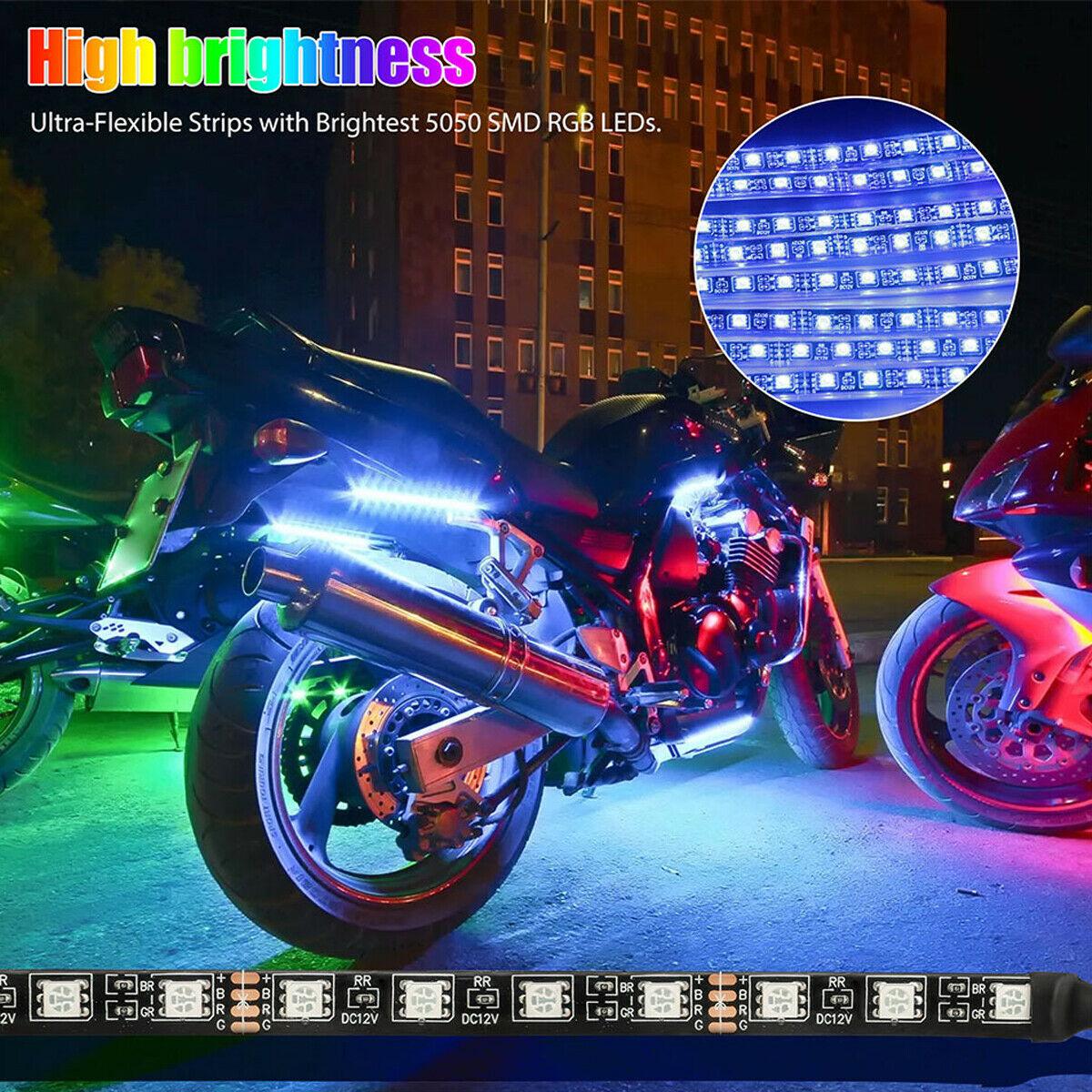 6X Motorcycle led lights Wireless Remote 18 color Neon Glow Light Strips Kit US - Moto Life Products