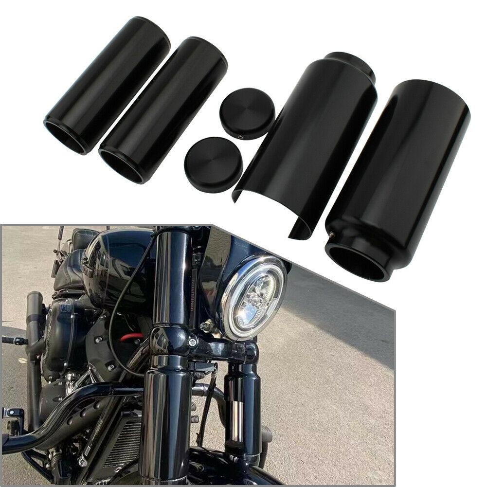 Black Full Fork Cover Set For HARLEY SOFTAIL M8 STREET BOB FXBB FXBBS 2018-2022 - Moto Life Products